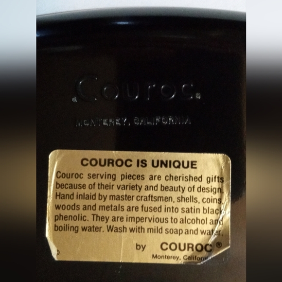 Vintage Couroc Hand Inlayed Gold California Poppy Floral MCM Dish Monterey CA - Picture 7 of 9